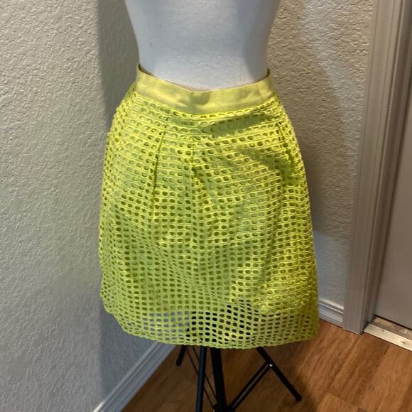 Ann Taylor LOFT Yellow Eyelet Cut Out Skirt - Picture 1 of 9